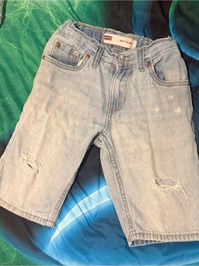 Levi's Light Blue Distressed Denim Shorts